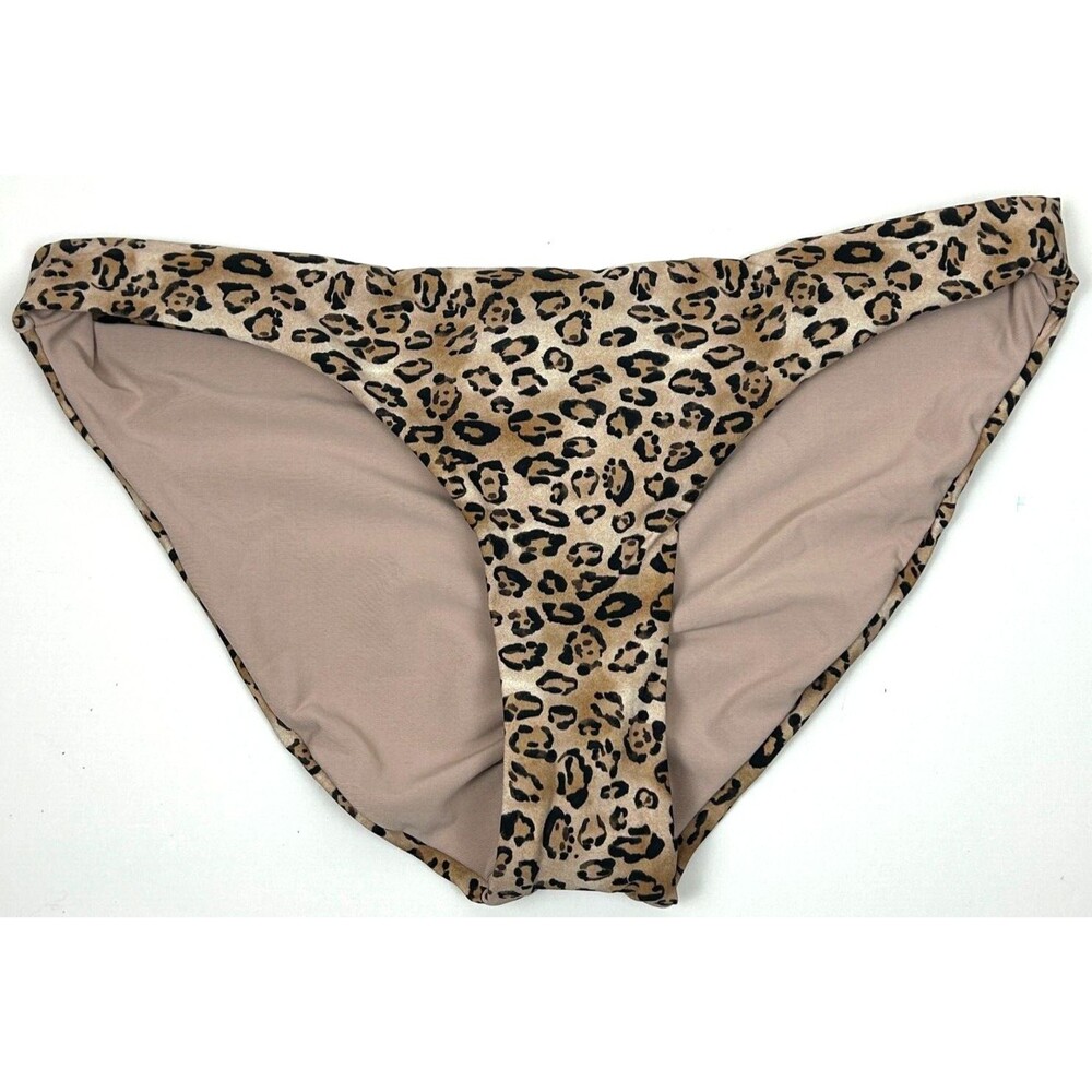 PilyQ PQ Leo Animal Print Ruched Full Swim Bikini Bottom Size S NWT - Picture 8 of 9